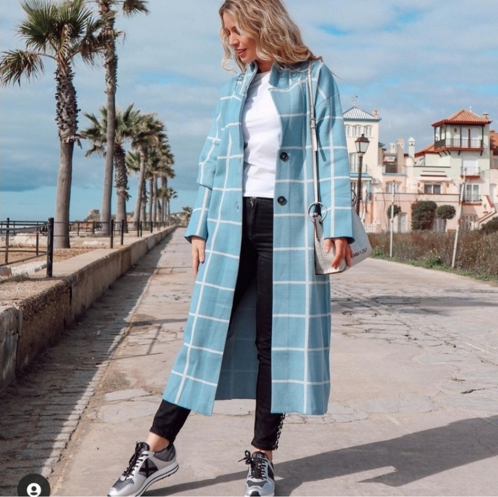 Zara Plaid Knit Coat - Picture 2 of 15